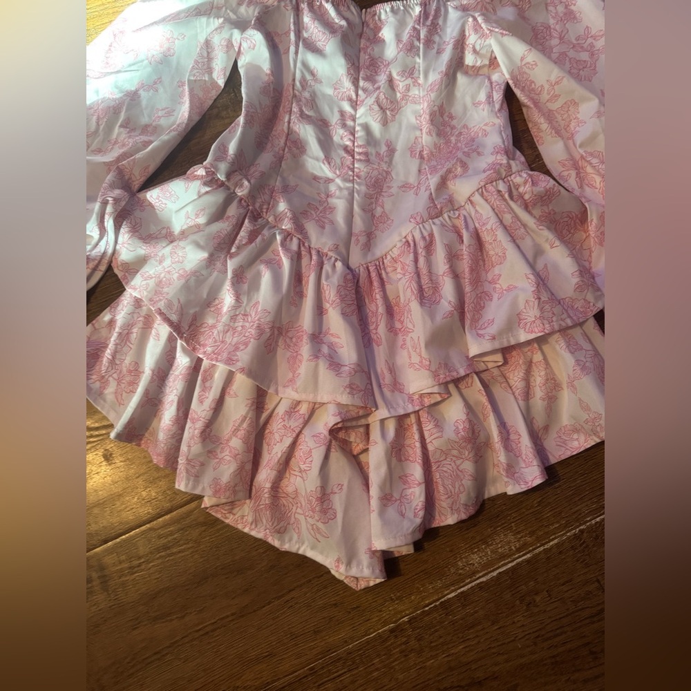 Romper gorgeous pink & white long sleeve S - Picture 12 of 12